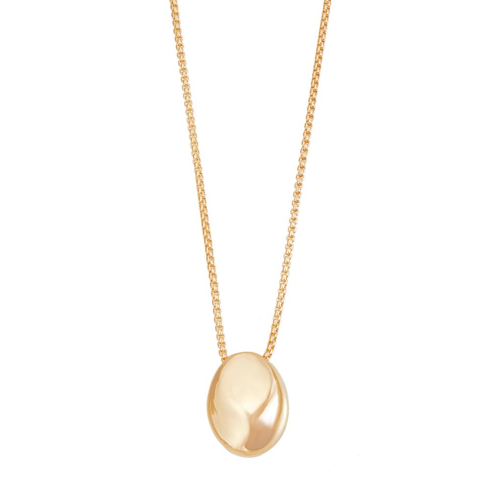 Personality Simple Geometric Bright Surface Elliptic Water Drop Pendant Necklace for Women Fashion Collar Chain Jewelry Gift