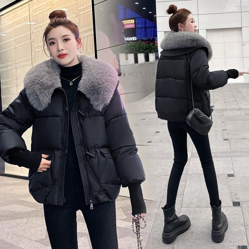 Loose Cotton-padded Winter Clothes, Fashion Big Fur Collar Cotton-padded Jacket, Women's Autumn and Winter Padded Jacket, Short Jacket