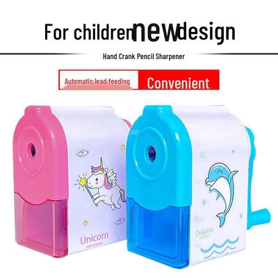 Portable Cartoon Hand-Crank Pencil Sharpener for Elementary Students - Single-Hole Stationery