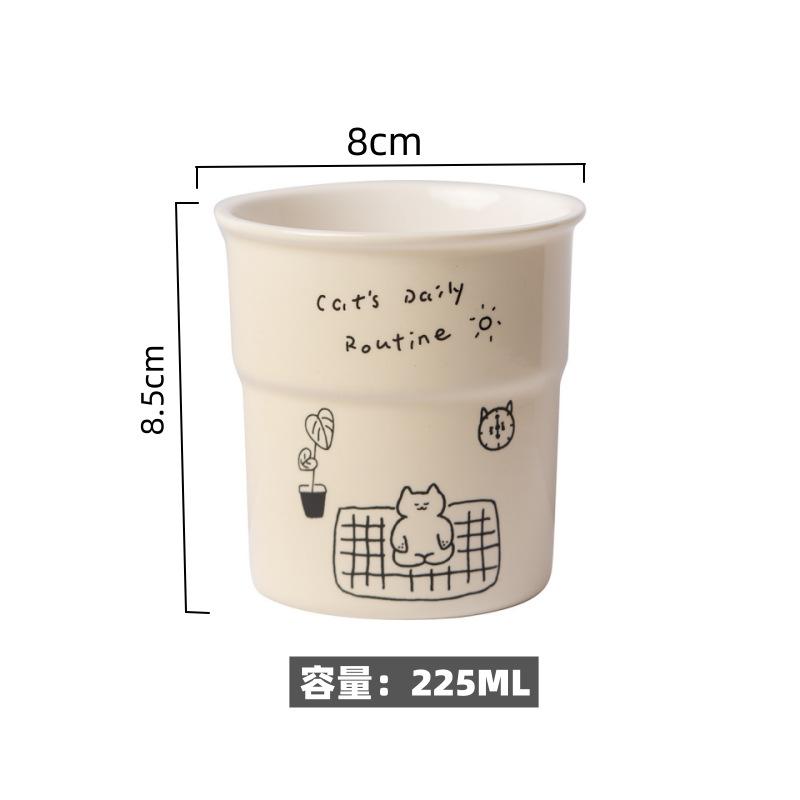 

225ml Ceramic Cup Cute Cat Illustrations Coffee Cup for Kitchen Coffee Shop Restaurant,Latte Mug,Drinkware Gift Souvenir 225ml