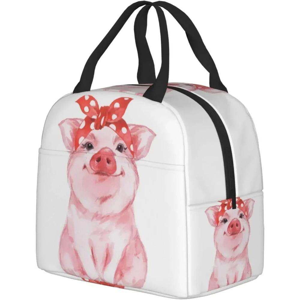 Cute Pink Pig Lunch Box Insulated Meal Bag Lunch Bag Reusable Snack Bag Food Container For Boys Girls Men Women School Work