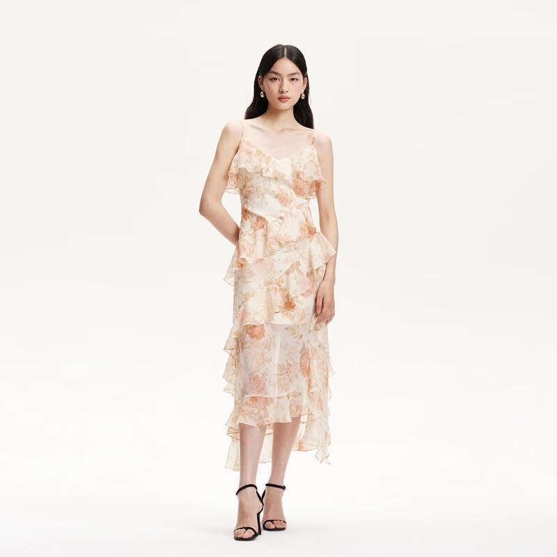 

VEROMODA 2025 Summer Ruffle V-Neck Slip Midi Dress L