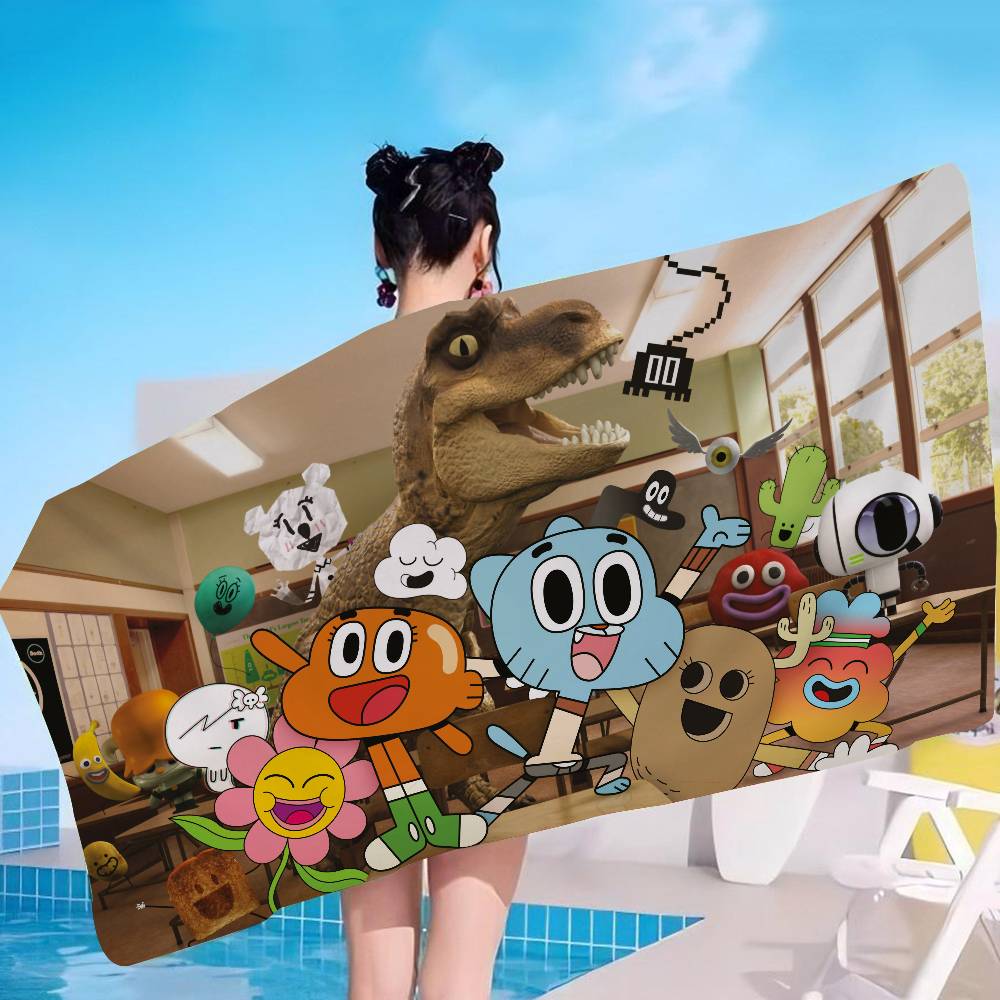The Amazing Funny W-world Of Gumball Microfiber Blanket Quick Drying Beach Oversized Printing Super Absorbent Pool Towel Blanket