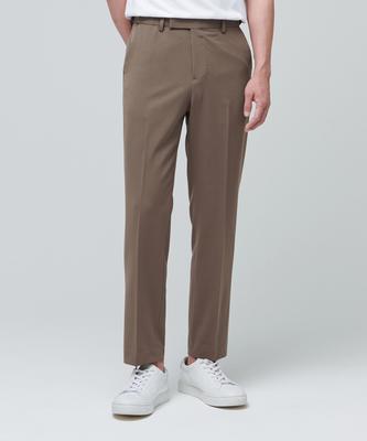 Relaxed Tapered Hidden Banding Crop Slacks [Light Brown]