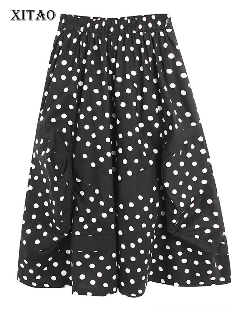 

XITAO широкие брюки в горошек, модные свободные повседневные простые женские брюки контрастного цвета ZY8315