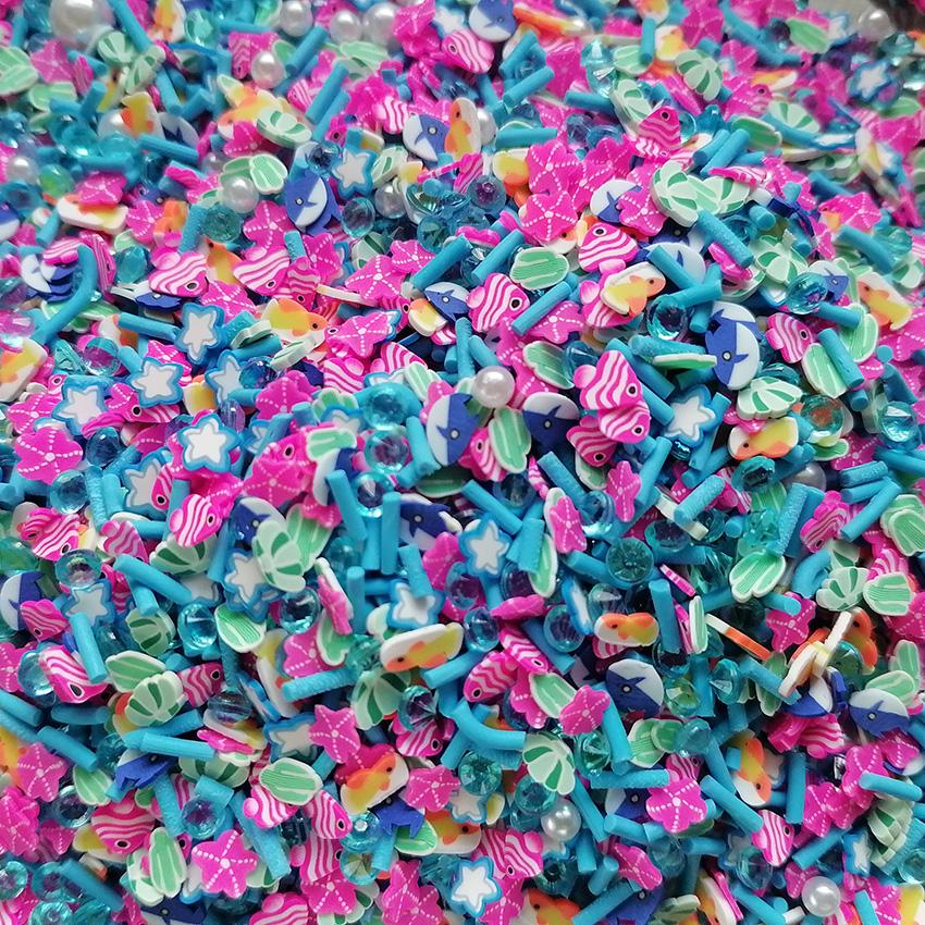 1kg DIY Craft Slime Filler Polymer Clay Slices Sea Animal Shell Starfish Shark Cactus Acrylic Rhinestones Polymer Clay Sprinkles