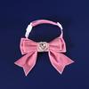 Cats Dog Collar Velvet Bow Tie Adjustable Anti-Choking Puppy Necklace Heart Shape Rhinestone Decoration Lightweight Comfortable Birthday Accessories