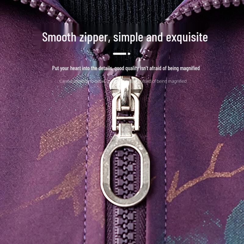 Women's Lightweight Floral Print Stand-Collar Zip Vest for Seniors