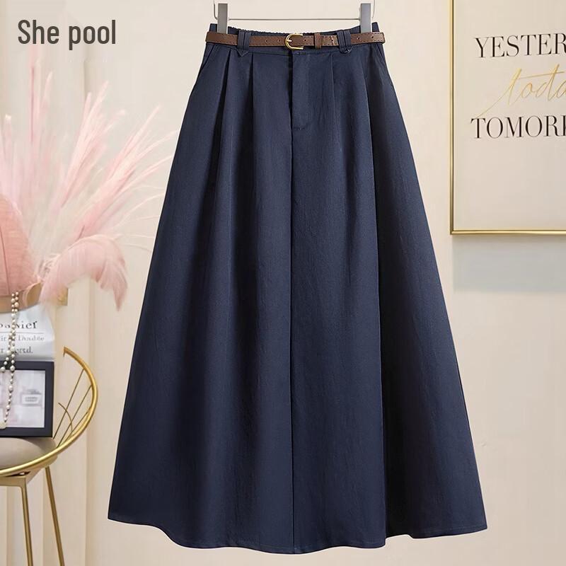 Women s Elastic Waist A-Line Midi Skirt S