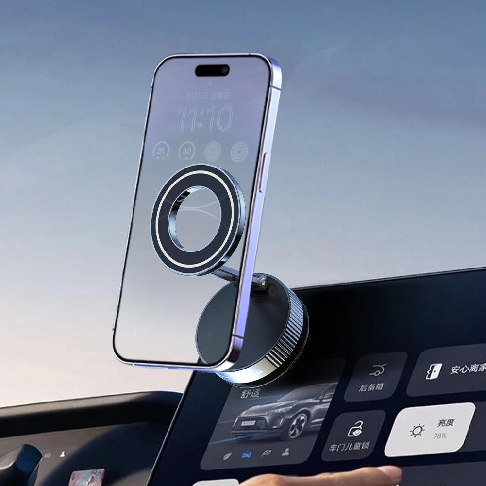 Vacuum Magnetic Suction Cup Car Phone Holder Folding Swivel Stand 360° Rotation Universal Vacuum Swivel Bracket Multifunctional