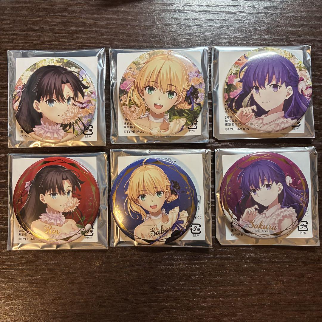 

[USED] Fate/stay night 20th Anniversary Can Badge Rin Saber Sakura Complete Set