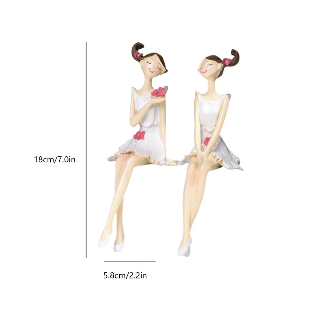 

Girl Figurines Decor Resin Craft Statues Sculpture 2Pieces Girl Table Decor Elegant Small Figurines Ornaments Hand-Painted Home
