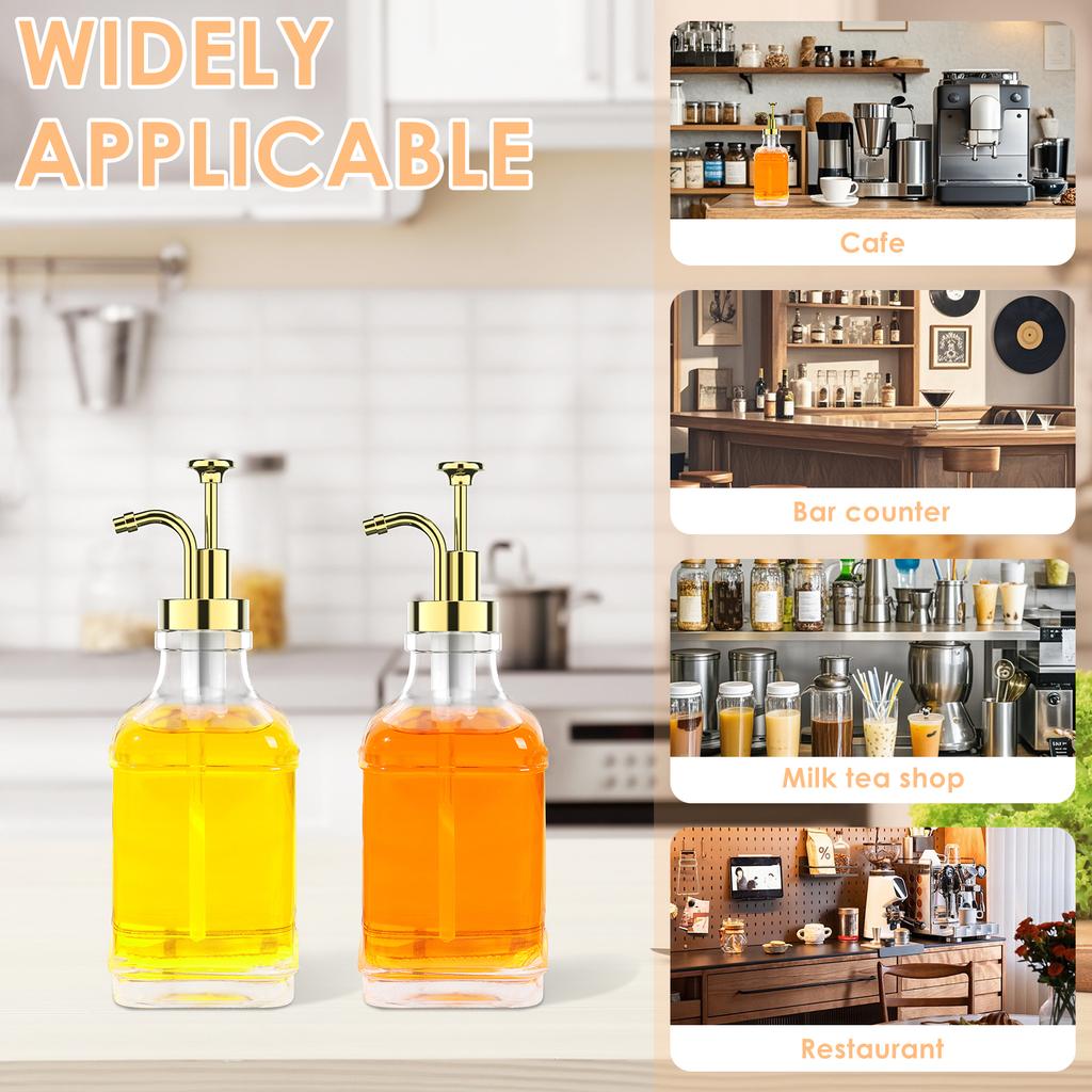 Coffee Syrup Dispenser Set 500ml Glass Syrup Bottle with Funnel Label Stickers Clear Coffee Syrup Container Pump Dispensers