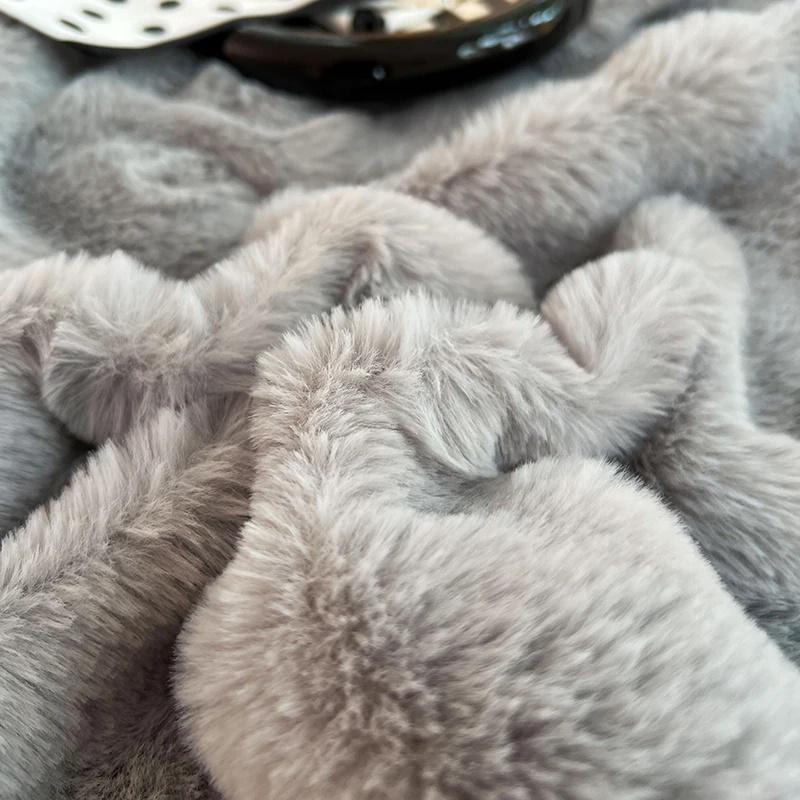 Soft Warm Plush Fitted Sheet Elastic Mattress Cover A-class Rabbit Plush Mattress Protective Cover Winter Double Bed Bedding
