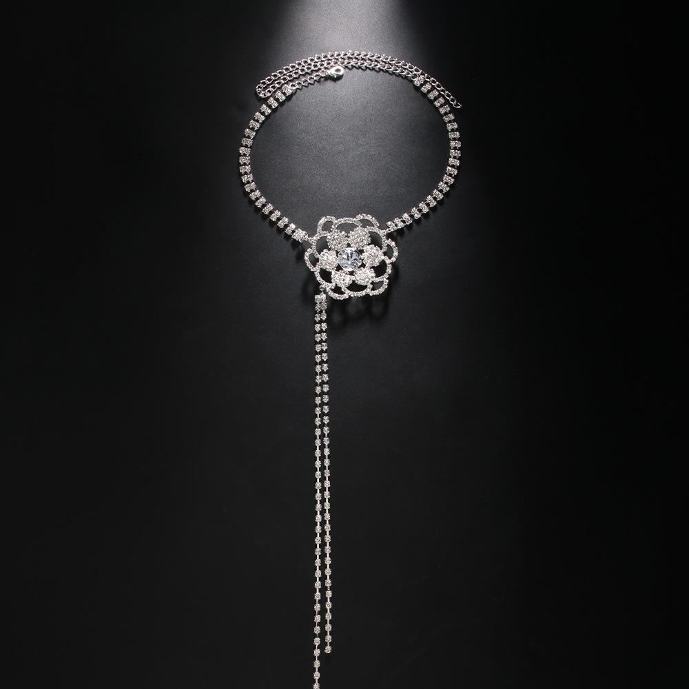 

Ожерелье с бриллиантовым цветком, персонализированная цепочка с зажимом из ниши, расширенное банкетное вечернее платье, аксессуары для женщин серебряный