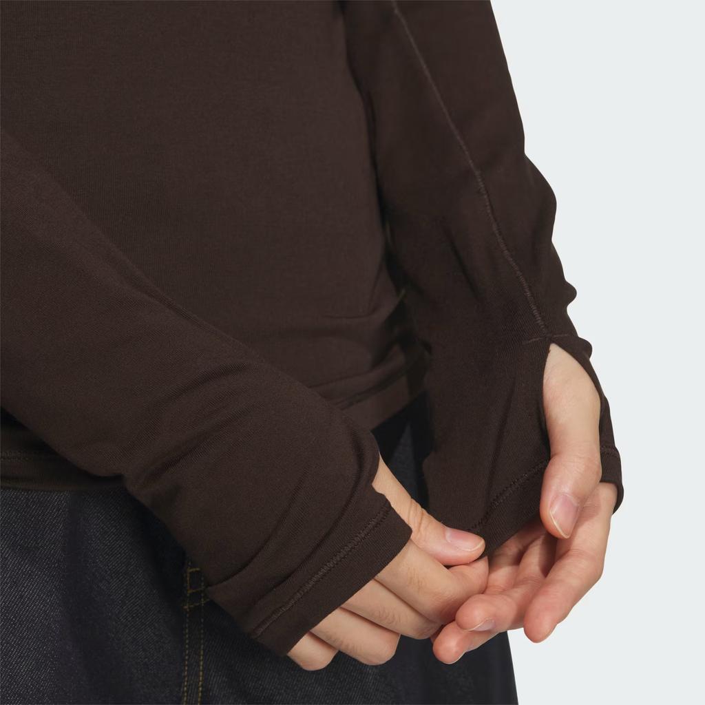 Adidas Solid Color Stand Collar Zipper Slim Fit Long Sleeve T-Shirt Women tops KH2643