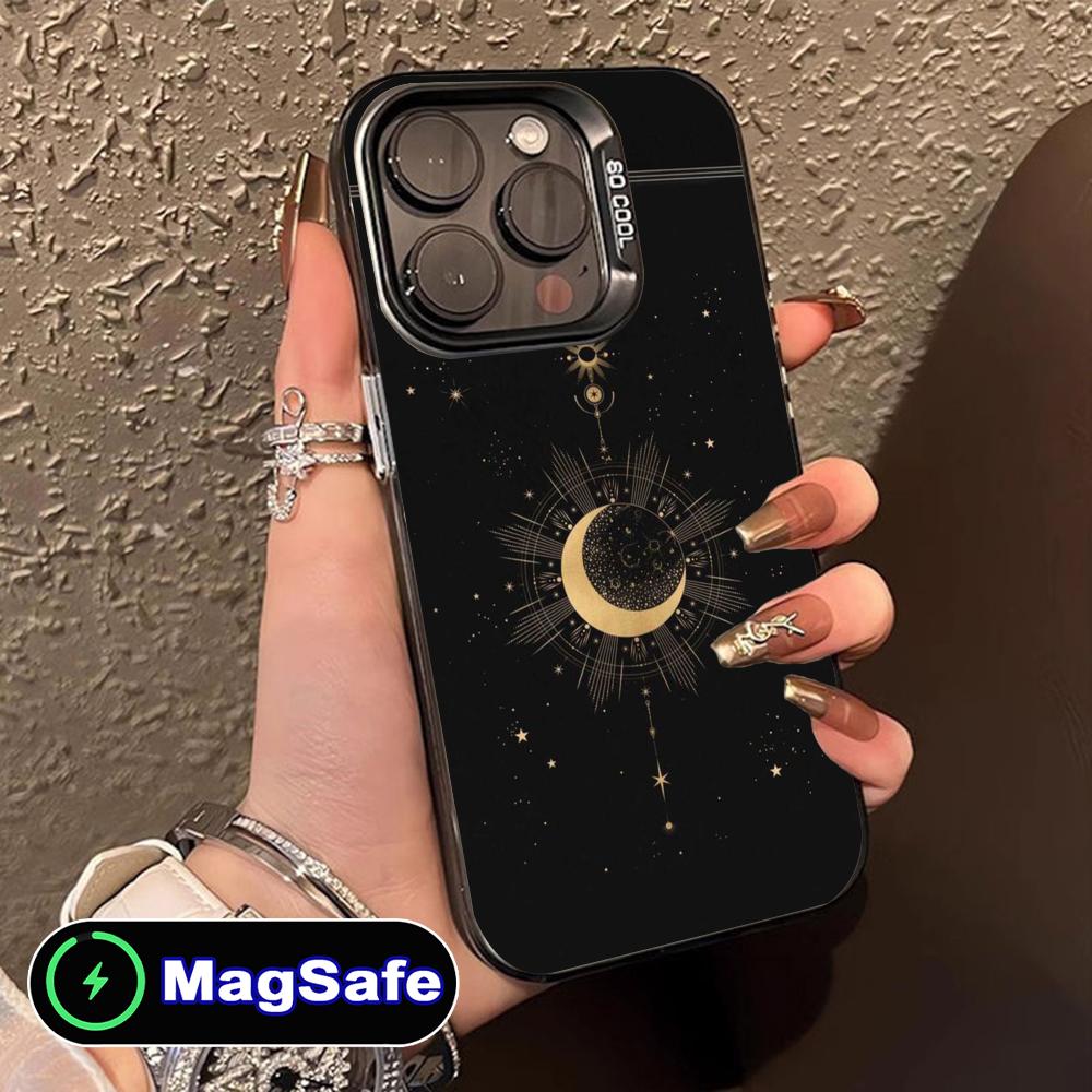 Sun Moon Mobile Cell Phone Case for iPhone 17 16 15 14 13 12 11 Air Pro Max Plus MagSafe Translucent Colorful Cover Smartphone