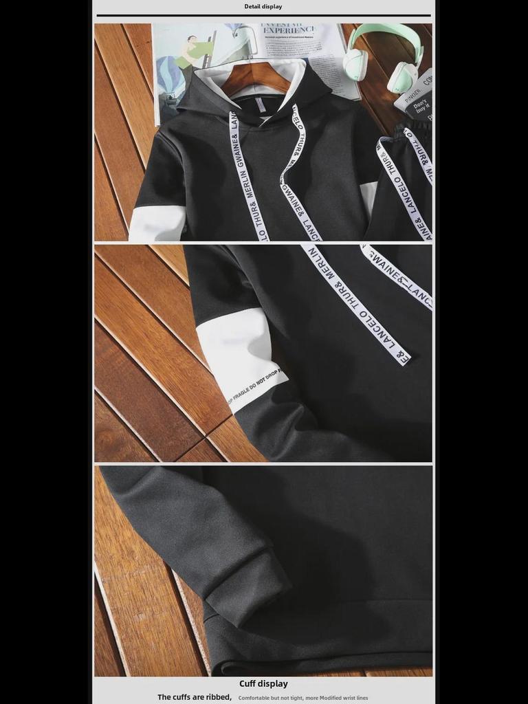 Men's Trendy Spring & Autumn Casual Suit: Fashionable Korean-Style Sports Jacket and Sweater Set