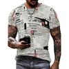 Herren T-Shirts Alte Zeitung 3D-Druck Herren Sommer Lässig Mode Hip Hop Lustig Kurzarm Neue Streetwear Vintage T-Shirts Oberteile Hemd