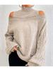 Autumn Winter Off Shoulder Half High Neck Sweater for Women Loose Oversized Knitwear Luxurious relaxed-fit slimming and versatile top