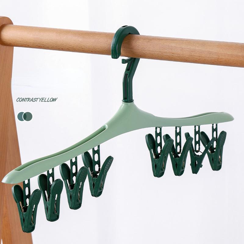 1PC Multifunction Windproof Drying Rack with 8 Clips Ideal for Clothes Underwear Socks Vibrant Candy-Colored Plastic Hanger