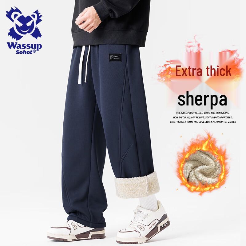 Wassup Sohot Men's Winter Warm Straight-Leg Fleece Pants