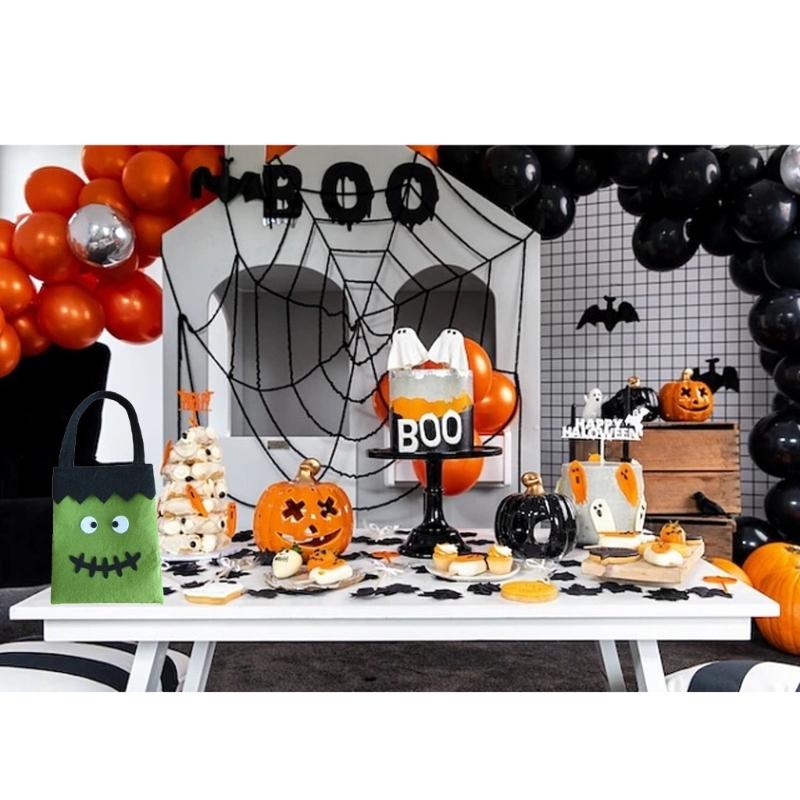 Multipurpose Halloween Tote Candy Bag Pumpkin Witch Portable Gift Storage Bucket for New Year Festival Party