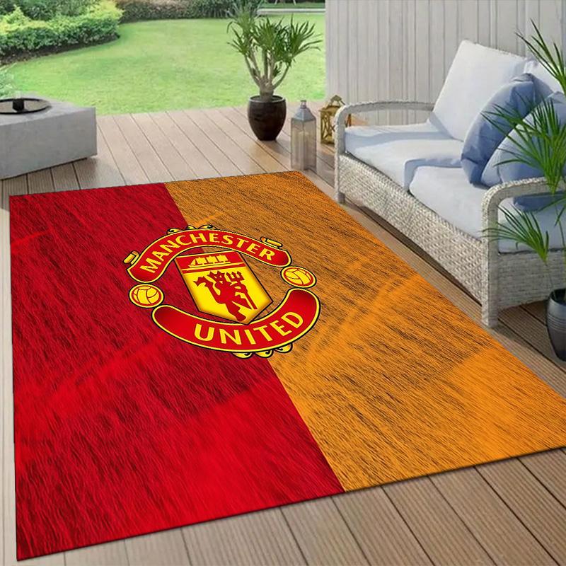 Manchester United2 Flannel Pattern Square Carpet,Area Rug,Carpet Rug for Living Room Bedroom Sofa Playroom Decor,Non-slip Floor Mat