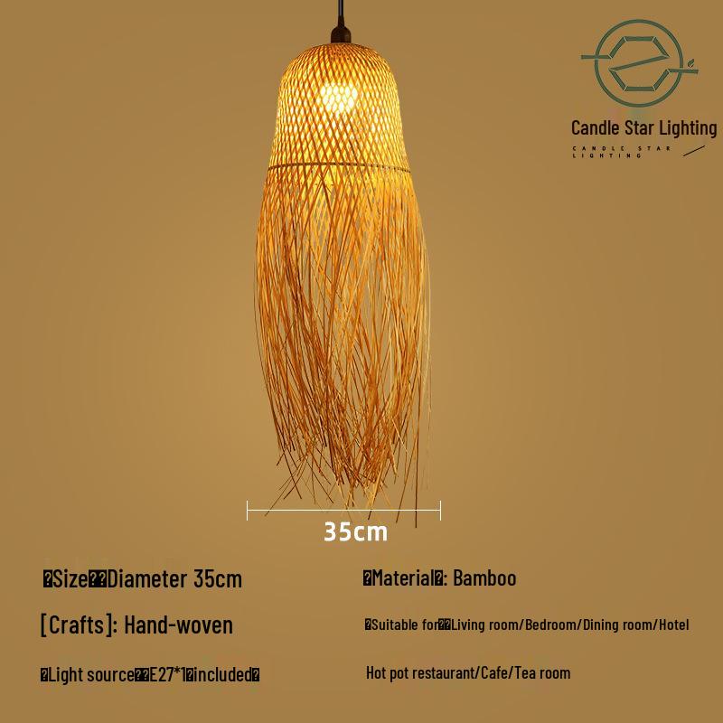 Zen Style Bamboo Rattan Pendant Light for Tea Rooms and Restaurants
