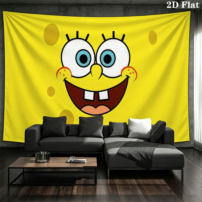 SpongeBob Wall tapestry, aesthetic printed fabric blanket, suitable for bedroom, living room, and home decor.