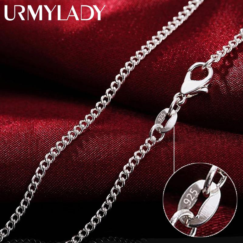 Wholesale 925 Sterling Silver 16/18/20/22/24/26/28/30 Inch 2mm Side Chain Necklace For Women Man Fashion Wedding Charm Jewelry1