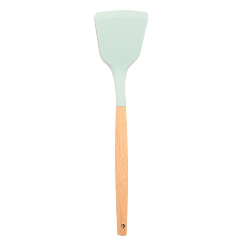 Non-Stick Silicone Spatula Wooden Turner Pancakes Frying Pan Shovel Meat Egg Scraper Turners Food Lifters Kitchen Cooking Tool