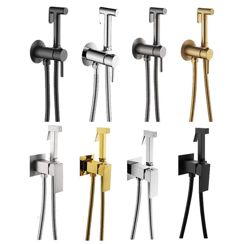 Modern Gold Stainless Steel Handheld Bidet Sprayer Wall-Mounted Hot/Cold Water Mixer Easy Installation