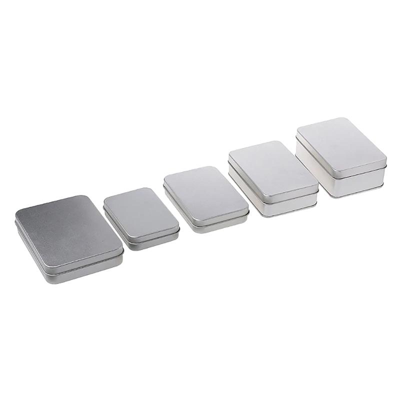 Small Metal Tin Silver Storage Box Case Organizer For Money Coin Candy Key Rectangular Jewelry Cosmetic Organizer