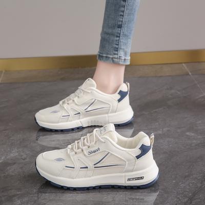 Womens Lace Up Casual Sneakers Lightweight Soft Sole Running Shoes for Women Thick Soled Mesh Breathable Sports Shoes