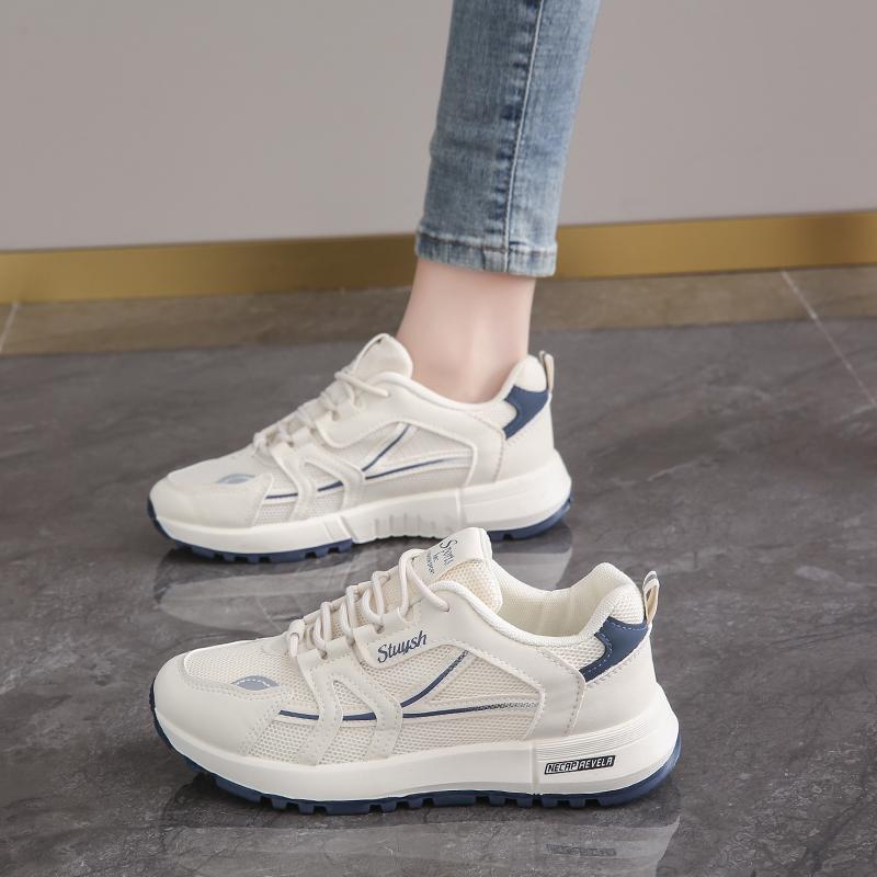 Womens Fashion Lace up Casual Sneakers Lightweight Soft Sole Running Shoes for Women Thick Soled Mesh Breathable Sports Shoes