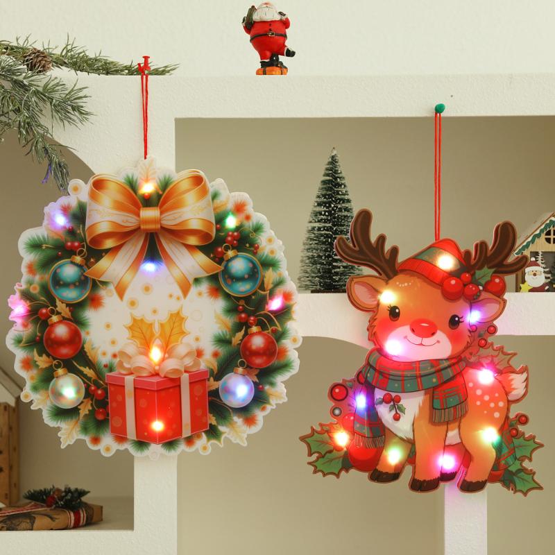 2025 Weihnachten Leuchtende Türhänge-Dekorationen: DIY Heimschmuck für Feiertagsszene-Layout