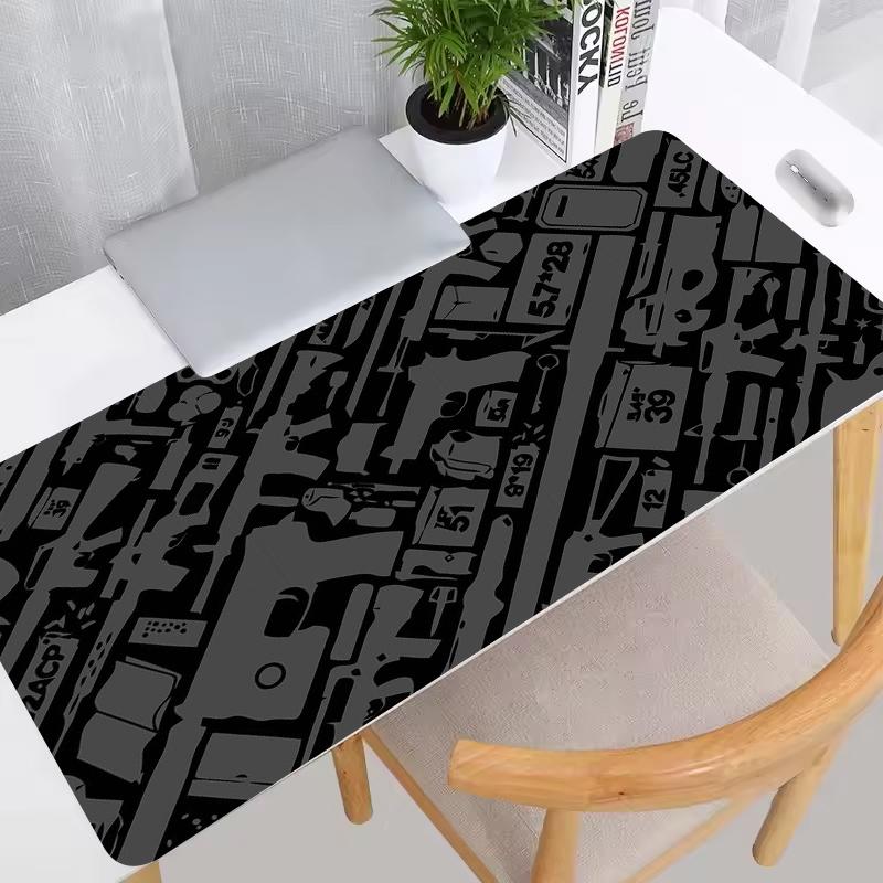 Tappetino Mouse Grande per Pistola Fucile Revolver Design Gaming di Precisione Base in Gomma Antiscivolo da Scrivania 80x40 Superficie Lavabile Tappetino per Ufficio