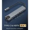 USB C to HDMI,Ethernet,USB A,Type-c,TF Micro SD Card Reade(8in1) Dual Monitor for TV Display Dongle Adapter Docking Station Hub Laptop Extender