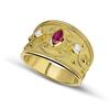 Gorgeous Gold Color Men Rings Oval Round Red White Stone Rings Jewelry Party Gift