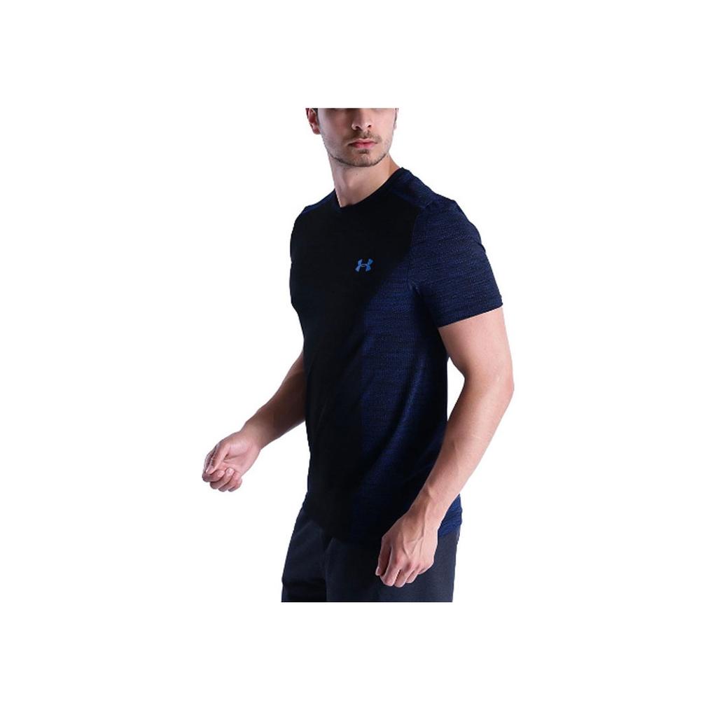 Under Armour Rush Heatgear True Ink Casual Sports Crew Neck Short Sleeve T-Shirt Men Tops Blue 1289596-437