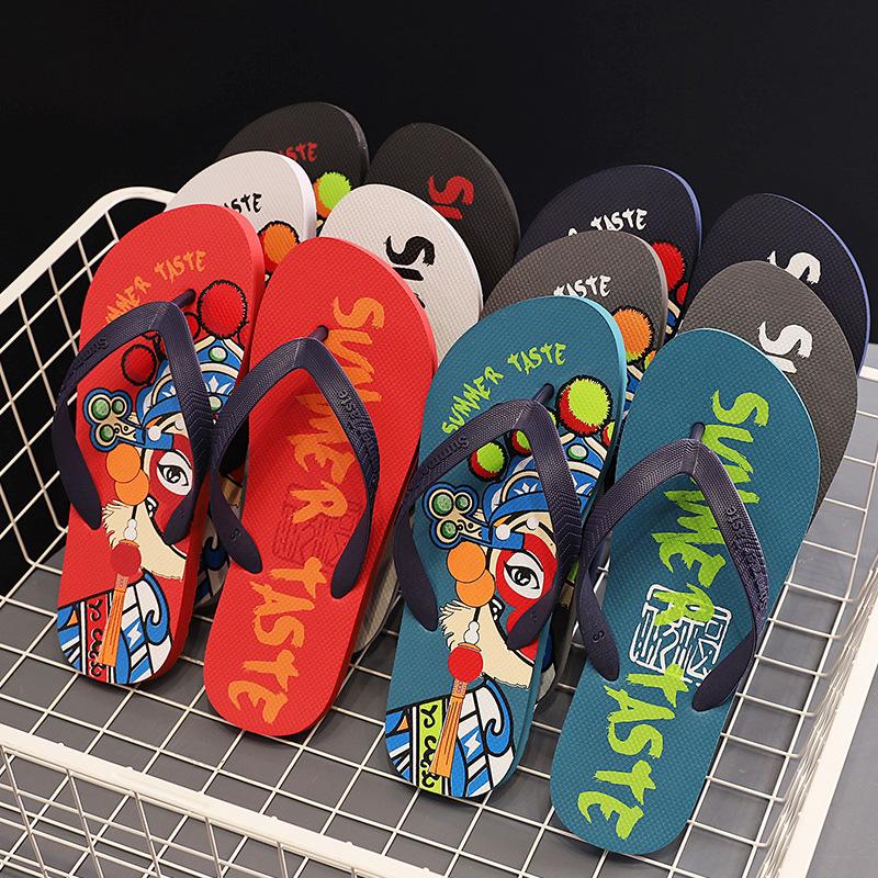 Slippers Men's Summer Non-slip Guochao Flip-flops Trend Personalized Outdoor New Pinch Men's Sandals Outside Wearing Beach Shoes