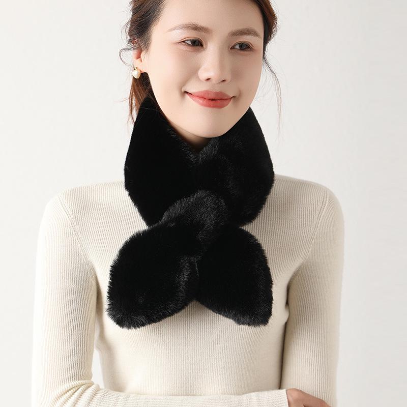 Double-Sided Rex Rabbit Fur Scarf & Neck Warmer - Women's Winter Thick, Versatile, Plush Snood