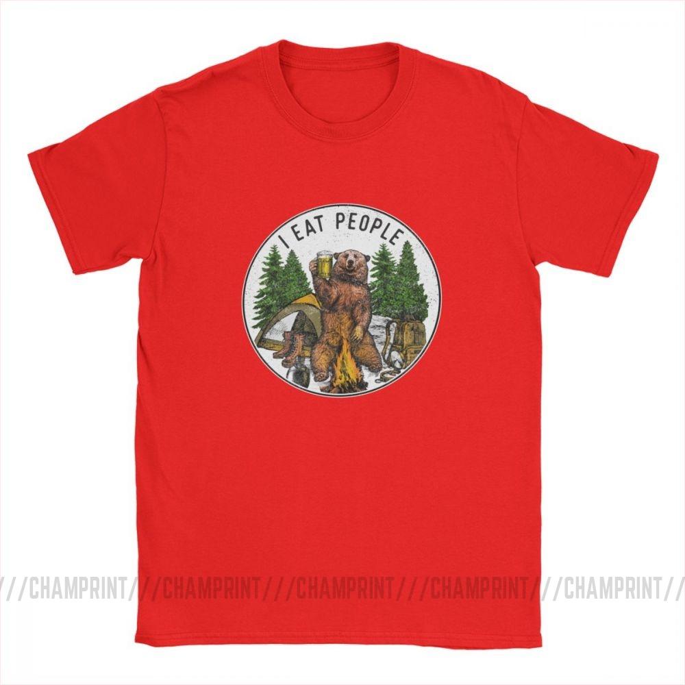 Men T Shirt I Eat People I Hate People Bear Vintage Short Sleeve Camping Tees O Neck Tops Cotton Summer TShirt Plus Size Tops S