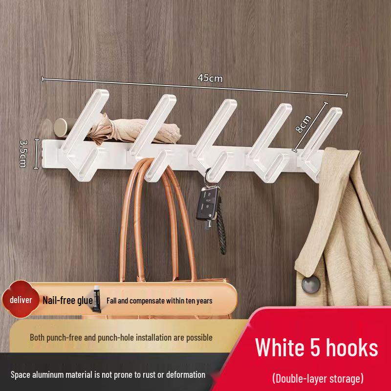 Wall-Mounted Coat and Clothes Hook – No-Punch Behind-Door Wardrobe Rack for Entrance and Hallway