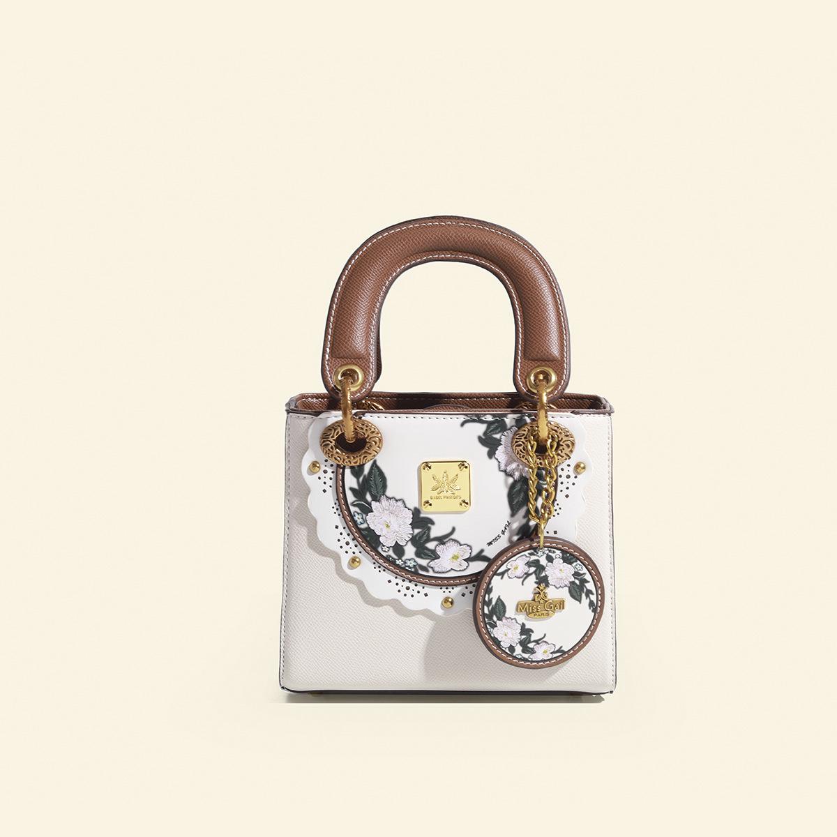 

Женская элегантная ретро мини-сумка на плечо в стиле китайского сада слоновая кость/белый