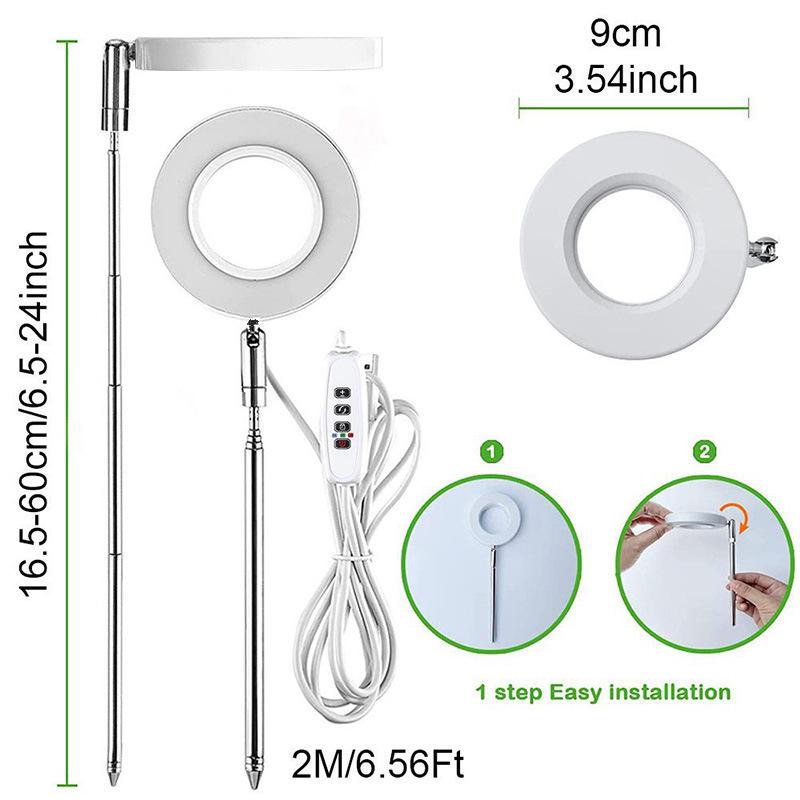 LED Angel Ring Grow Light: Retractable Full Spectrum Red/Blue for Succulents & Flowers - Includes Timer