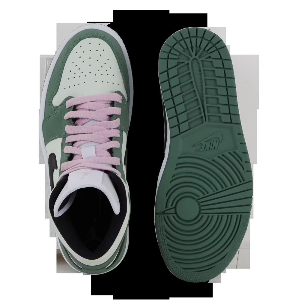 Nike Air Jordan 1 Mid Sneakers Dutch Green/Black/Barely Green/Arctic Pink