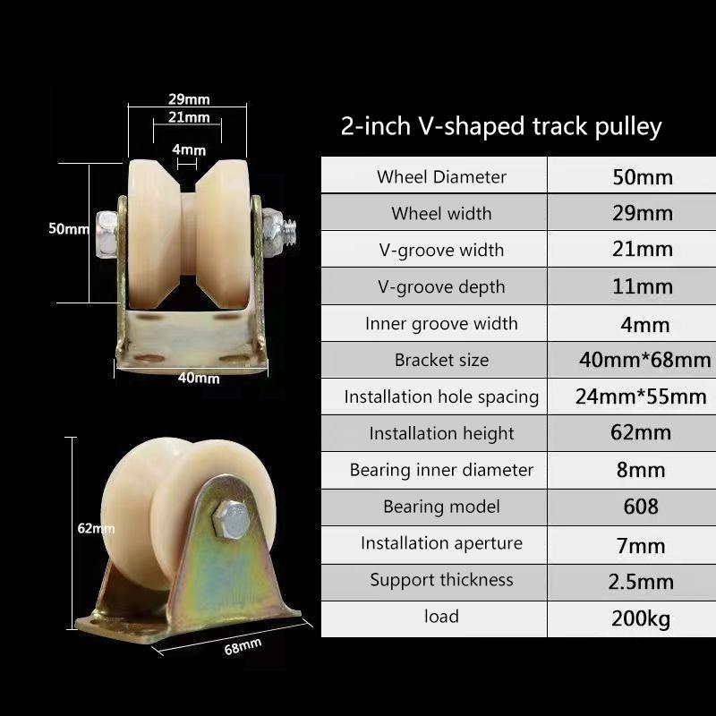 Nylon Grooved Roller Track Pulley V / U Nylon With Stand 30mm 50mm Door Grooved Heavy Duty Rollers Sliding Heel