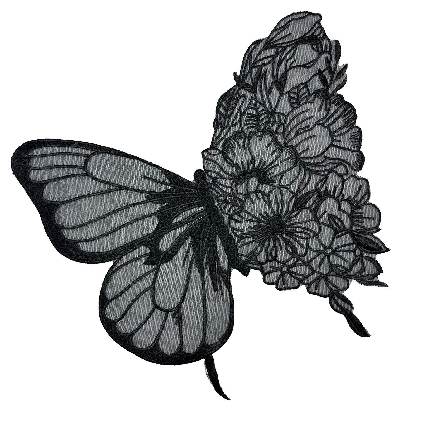 

Handmade Embroidered Butterfly Meshes Appliques Bows Clothing Embellishment for Garments Bags Shoe and Hats 1 чорний